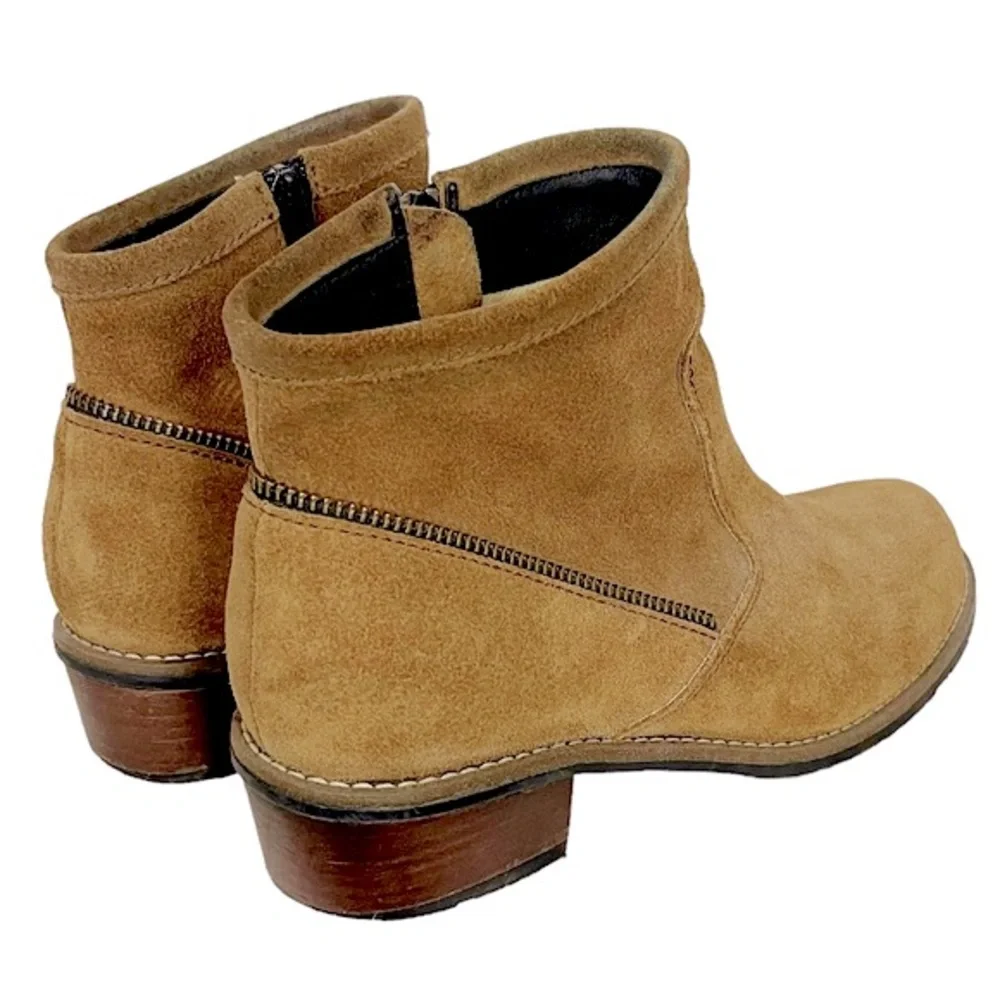 WOLKY Tan Suede Zipper Detail Ankle Bootie 284 558